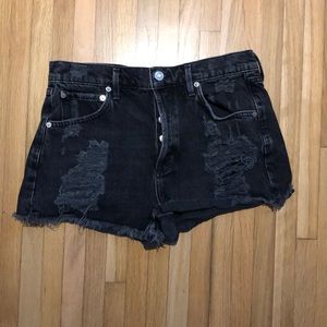 AGOLDE Distressed Black Shorts